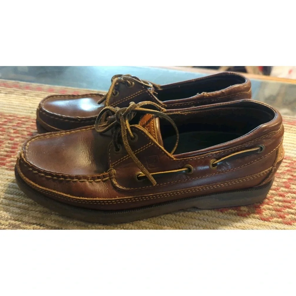 Men's Sperry 2-Eye Boat Shoes Dark Brown Size 9 M Pre-Owned Good Condition!